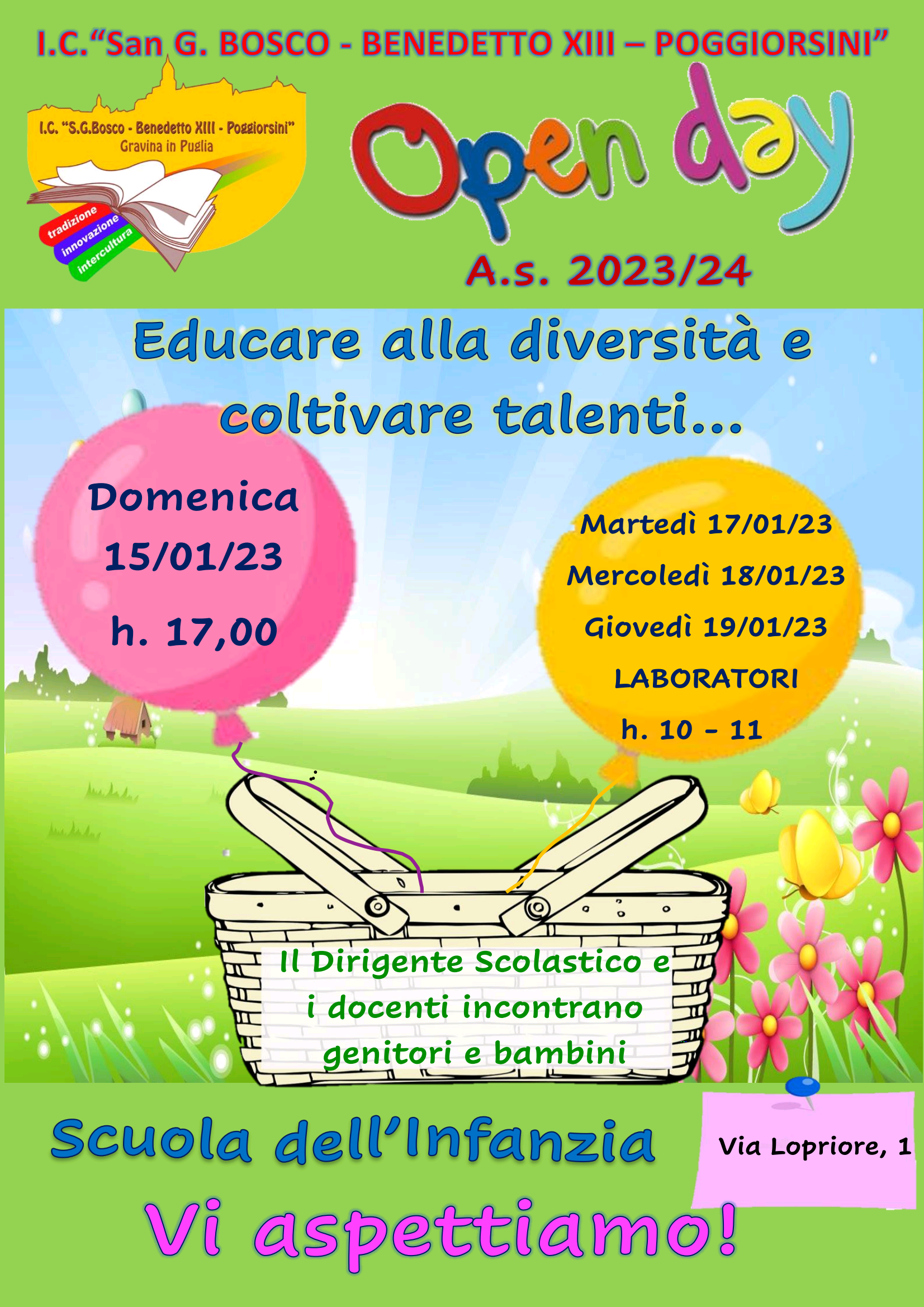 open day 20222023 infanzia